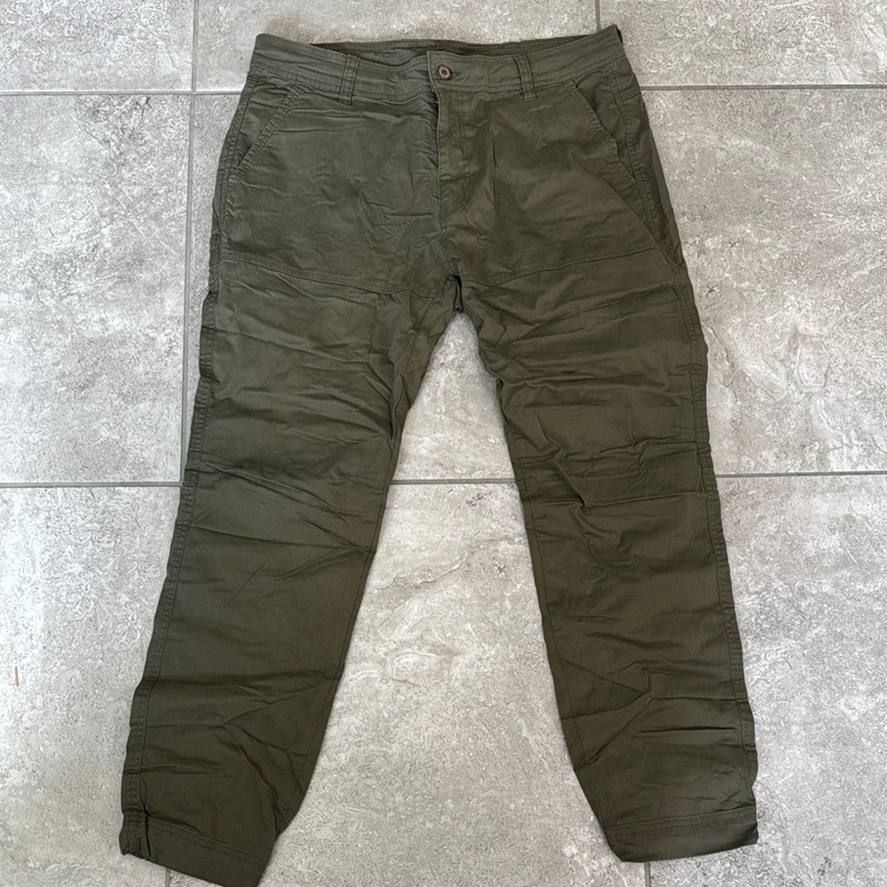 tentree Green Cargo Pants Relaxed Fit Elastic Cuffs